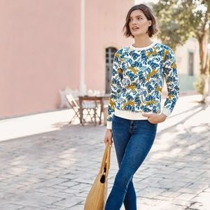 Boden Sweatshirt in Cheetah Bloom, Size XS